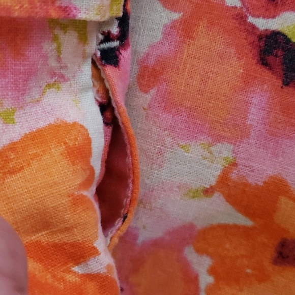 Loft, Ann Taylor. Colorful Pink/Orange Poppies Linen Look Material. Size 8 NWOT - Picture 6 of 16